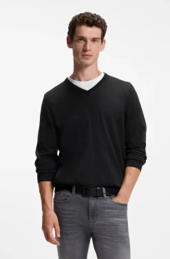 Pullover aus extrafeiner Merinowolle mit V-Ausschnitt