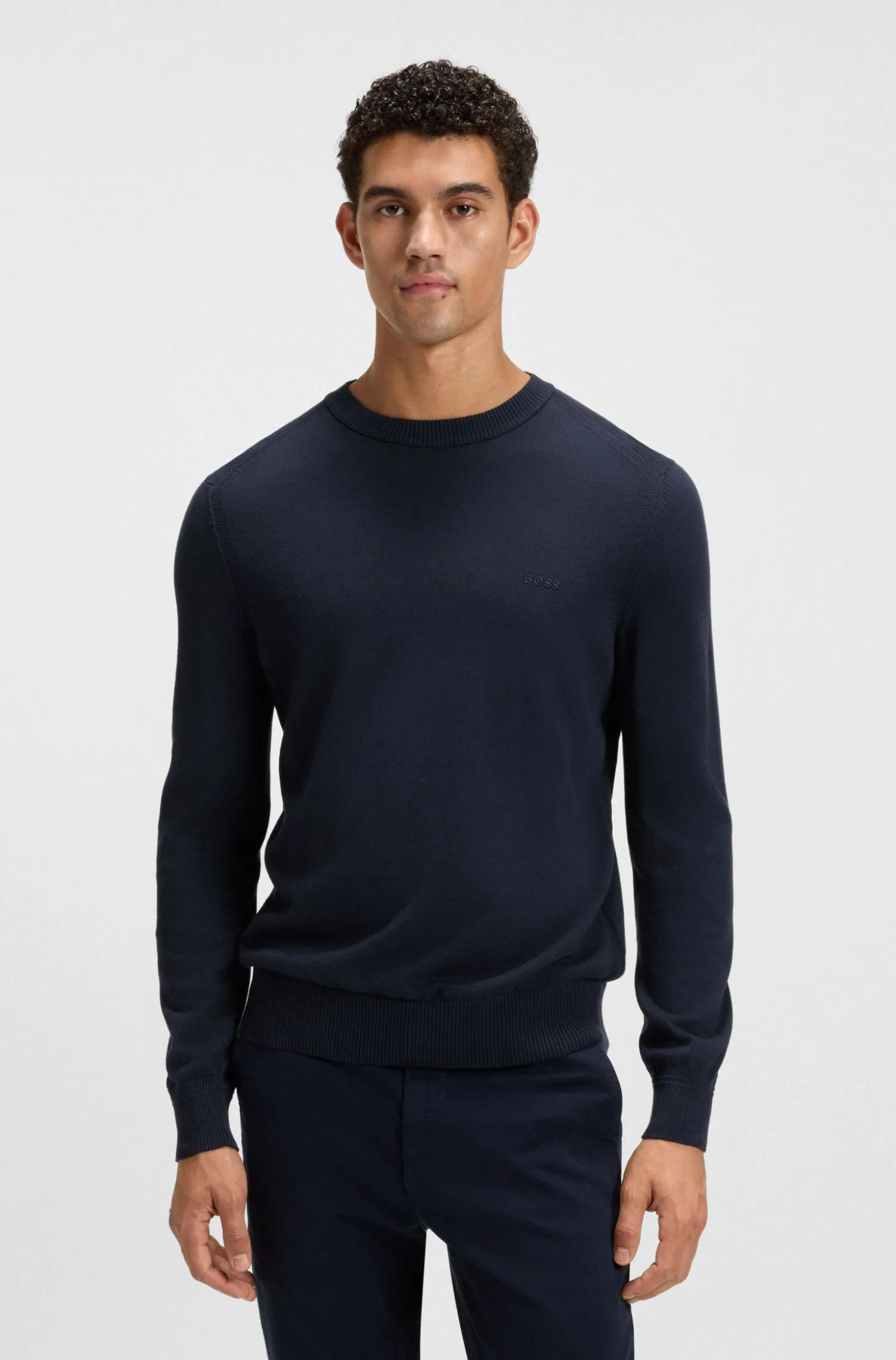 Pullover aus gestrickter Baumwolle mit Logo-Stickerei