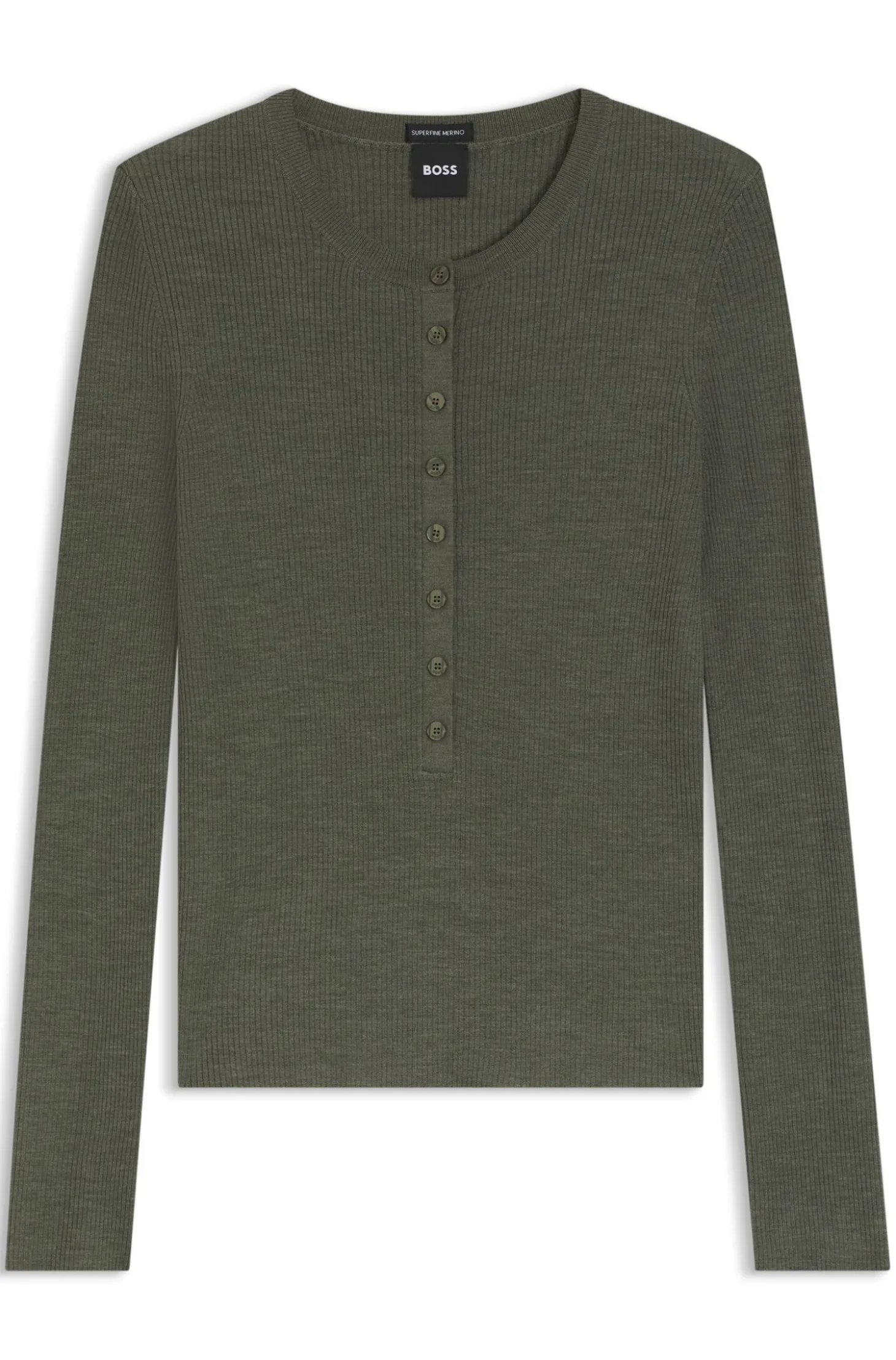 Pullover aus Merinowolle mit Henley-Kragen