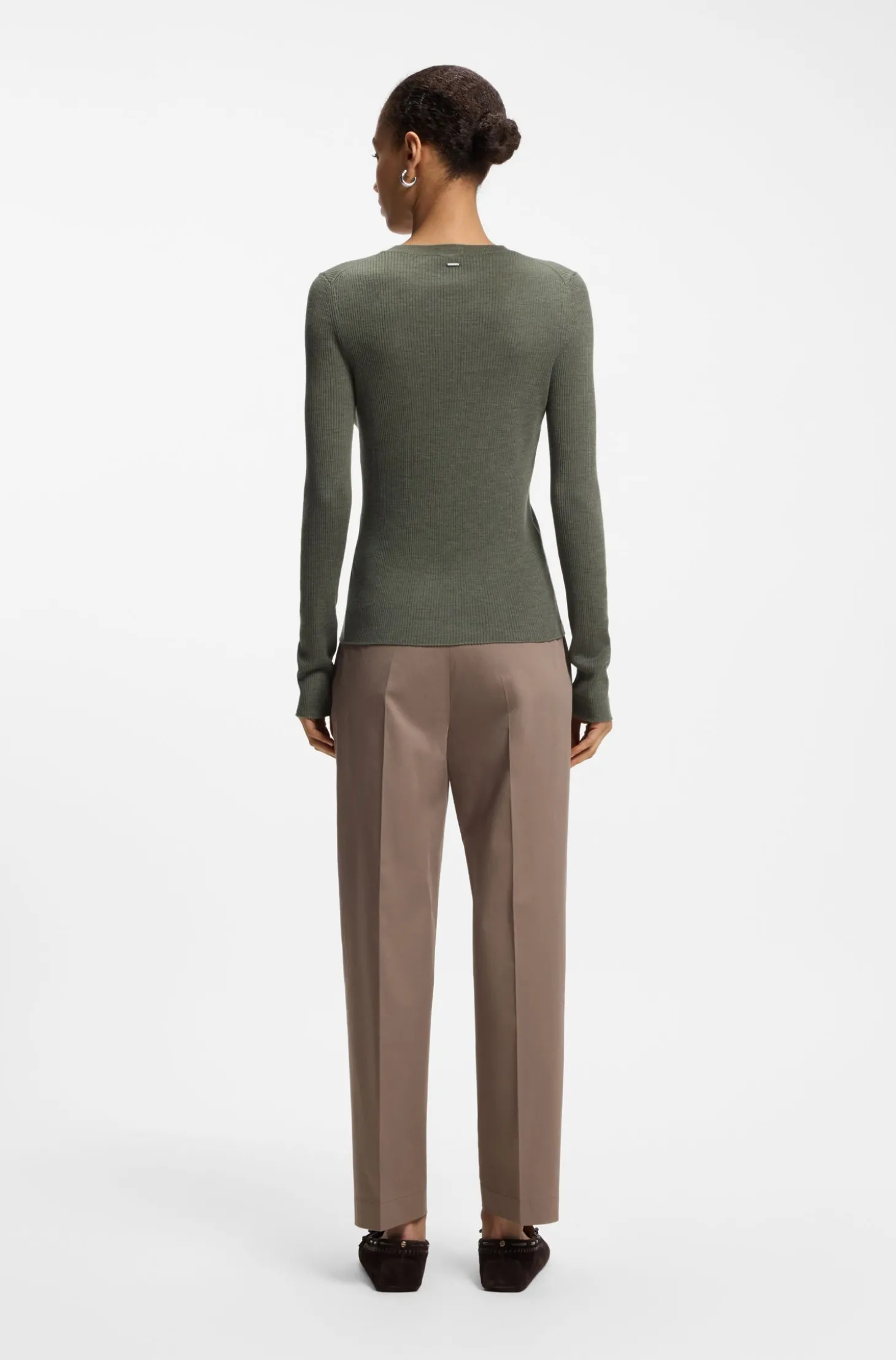 Pullover aus Merinowolle mit Henley-Kragen