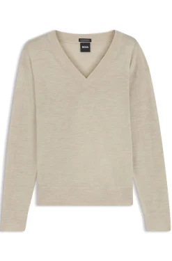 Pullover aus Merinowolle mit V-Ausschnitt