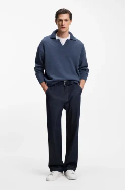 Pullover aus Schurwolle mit Johnny-Kragen