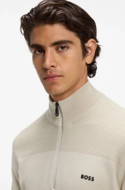 Pullover aus Schurwoll-Mix mit Troyerkragen und Logo