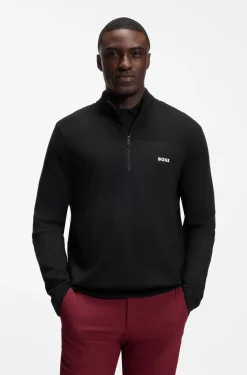 Pullover aus Schurwoll-Mix mit Troyerkragen und Logo
