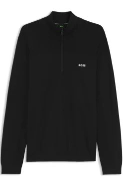 Pullover aus Schurwoll-Mix mit Troyerkragen und Logo