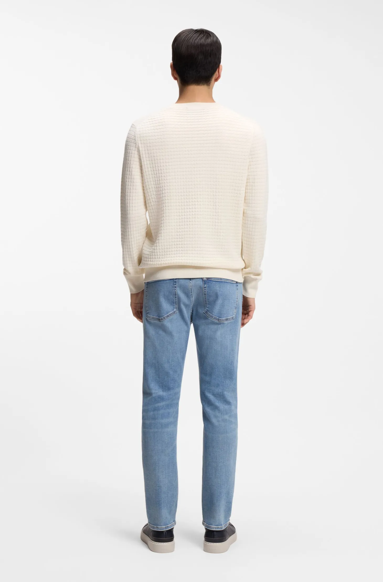 Pullover aus Seide und Baumwolle mit Mikro-Karo-Struktur