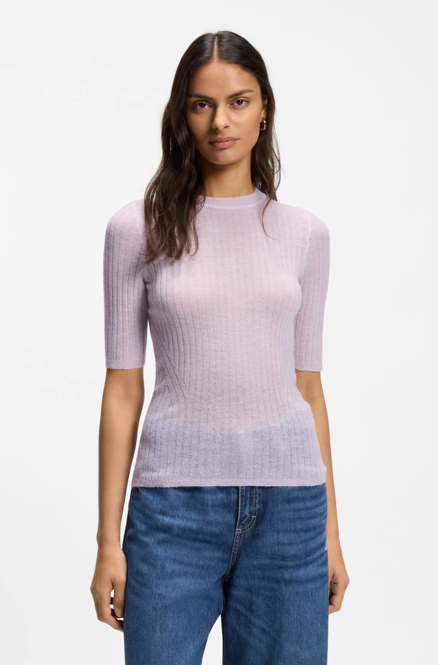 Pullover aus Woll-Mix mit Rippstrick