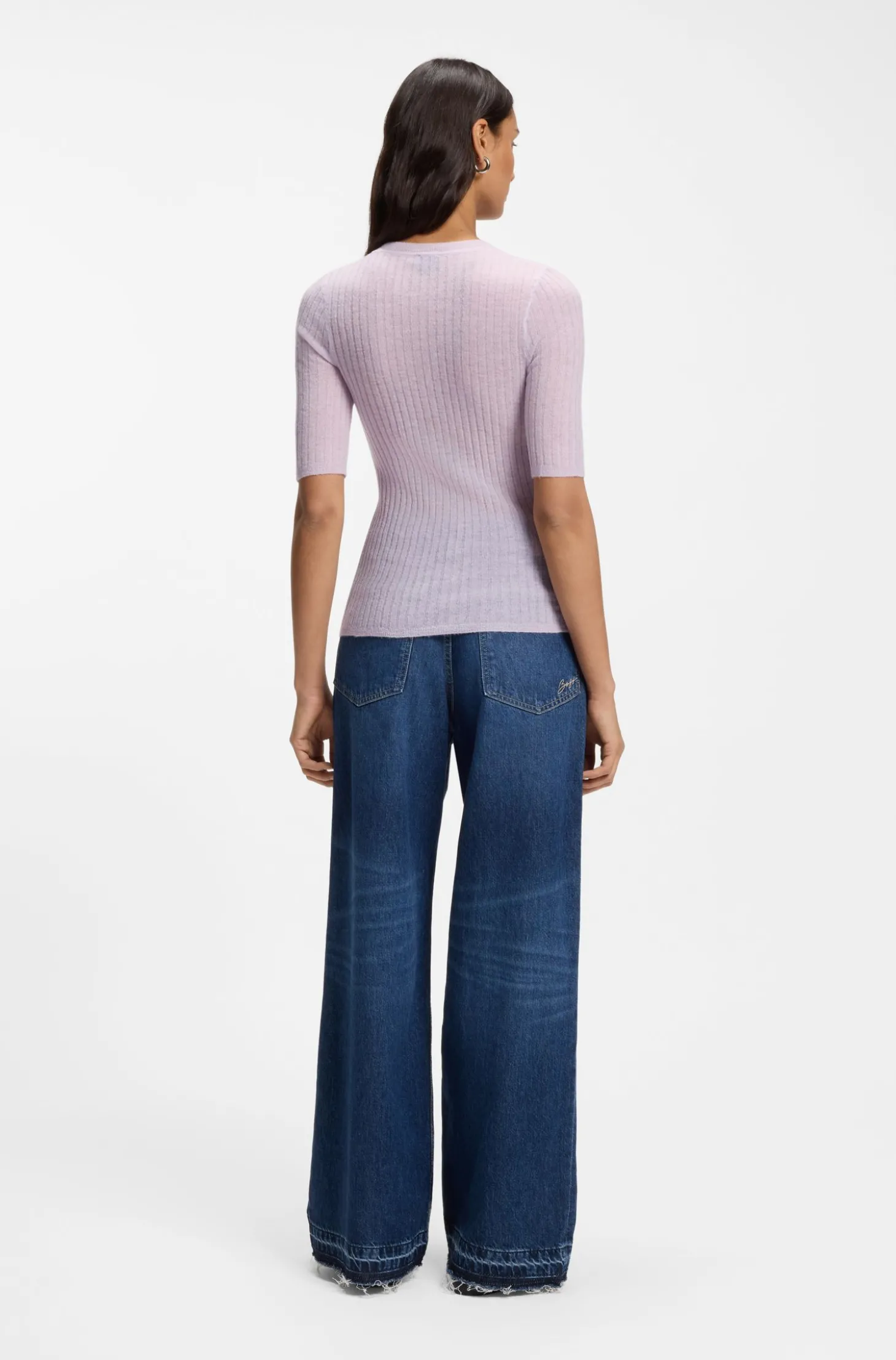 Pullover aus Woll-Mix mit Rippstrick