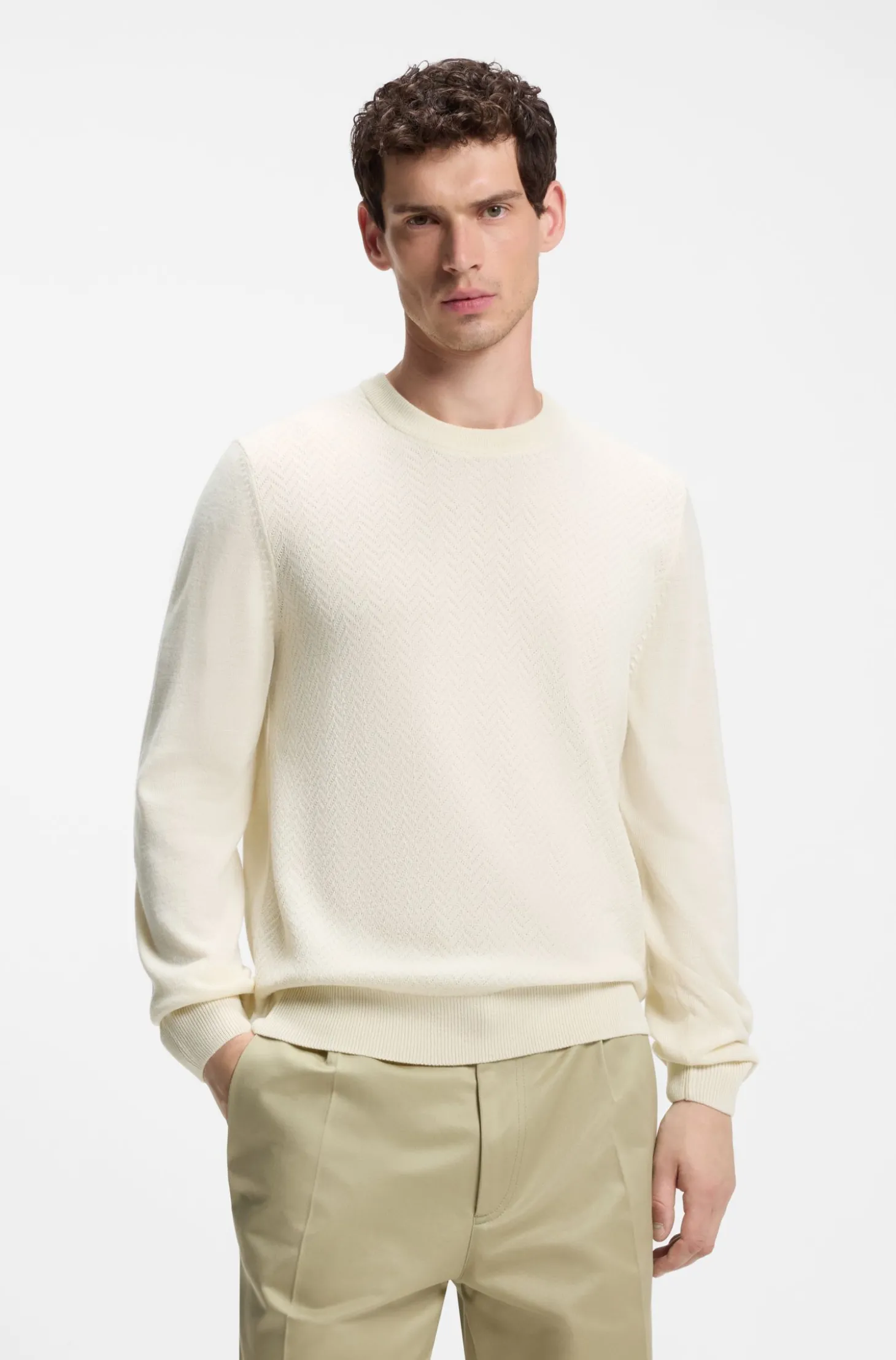 Pullover aus Woll-Mix mit strukturierter Vorderseite