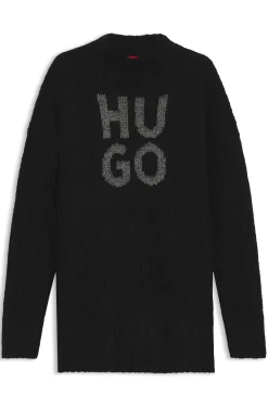 Pullover mit glitzerndem Stack-Logo, Woll- und Alpaka-Anteil
