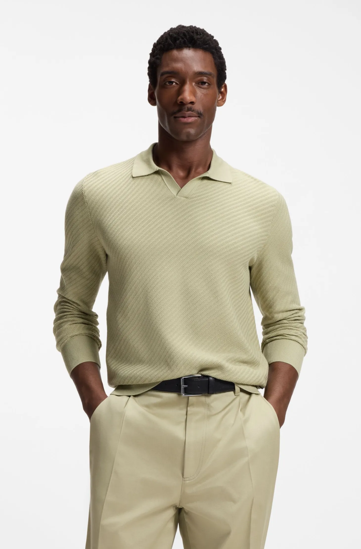 Pullover mit Johnny-Kragen aus Baumwollstrick