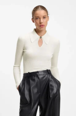 Pullover mit Polokragen aus Woll-Mix mit Kaschmir