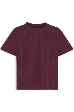 Pullover mit Stehkragen und unregelmäßigem Rippstrick