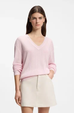 Pullover mit V-Ausschnitt und halbtransparenter Struktur