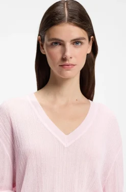 Pullover mit V-Ausschnitt und halbtransparenter Struktur