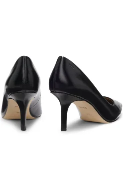 Pumps aus Leder mit Absatz und Logo-Prägung
