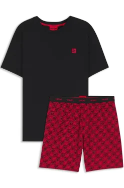 Pyjama aus Stretch-Baumwolle mit Stack-Logos
