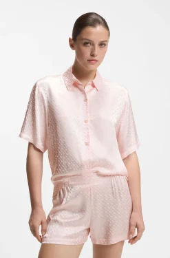 Pyjamahemd aus Satin mit Monogramm-Jacquard