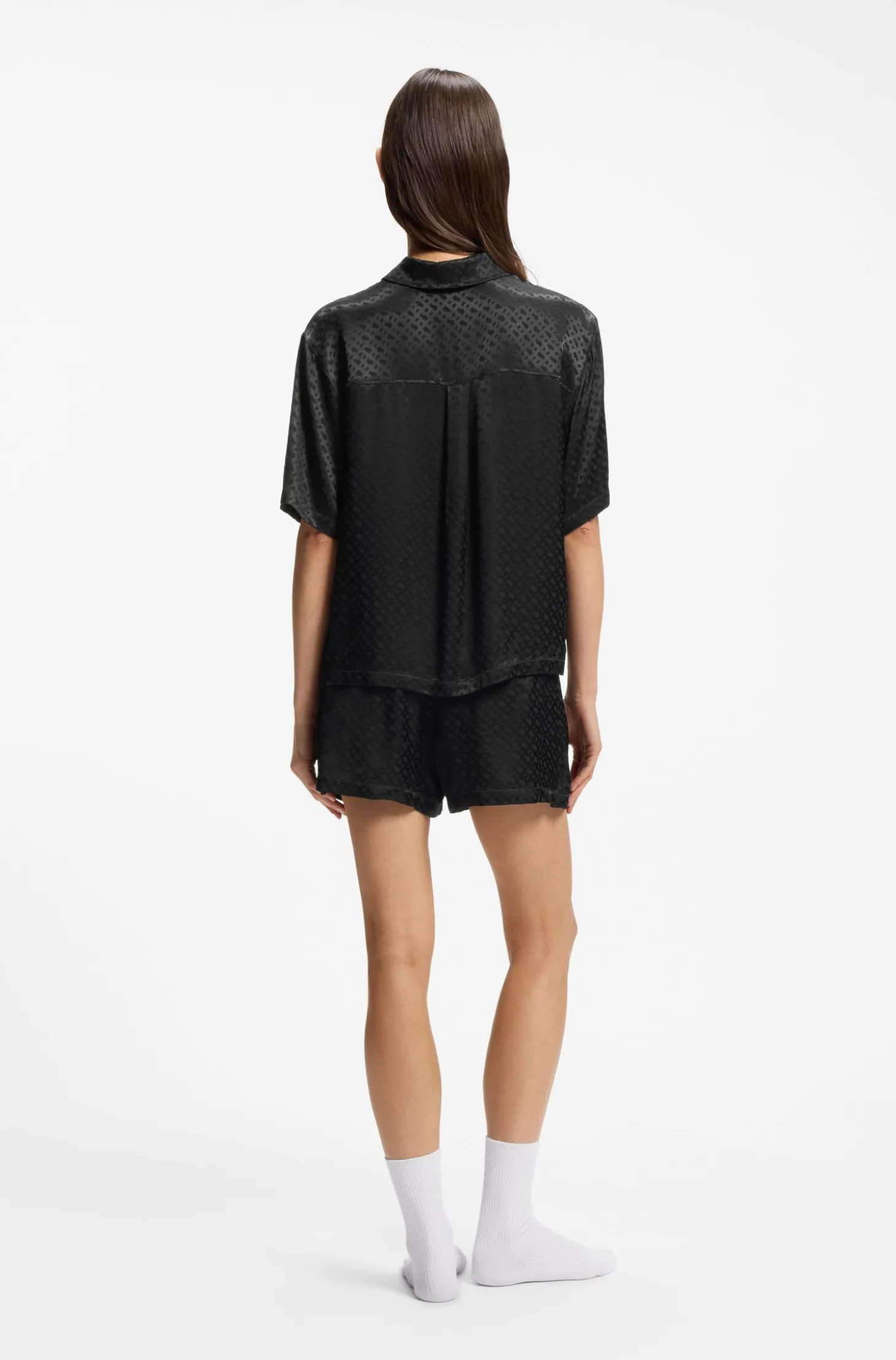 Pyjamahemd aus Satin mit Monogramm-Jacquard