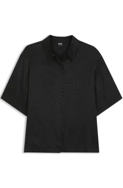 Pyjamahemd aus Satin mit Monogramm-Jacquard