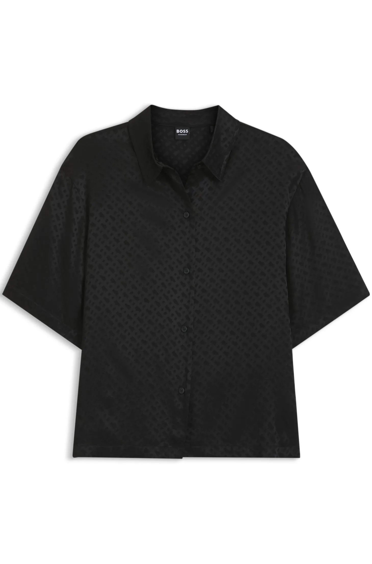 Pyjamahemd aus Satin mit Monogramm-Jacquard