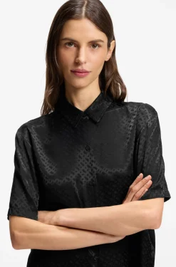 Pyjamahemd aus Satin mit Monogramm-Jacquard