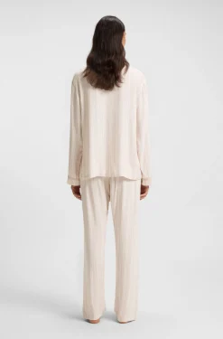 Pyjama-Hemd mit Streifen-Dessin und Logo-Besatz