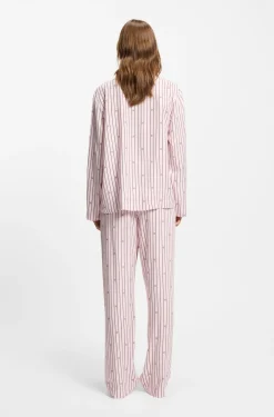 Pyjama-Hemd mit Streifen und gestapelten Logos