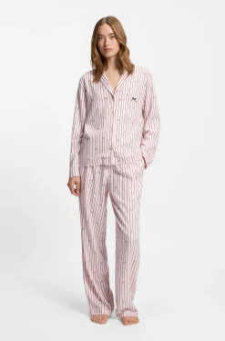 Pyjama-Hemd mit Streifen und gestapelten Logos