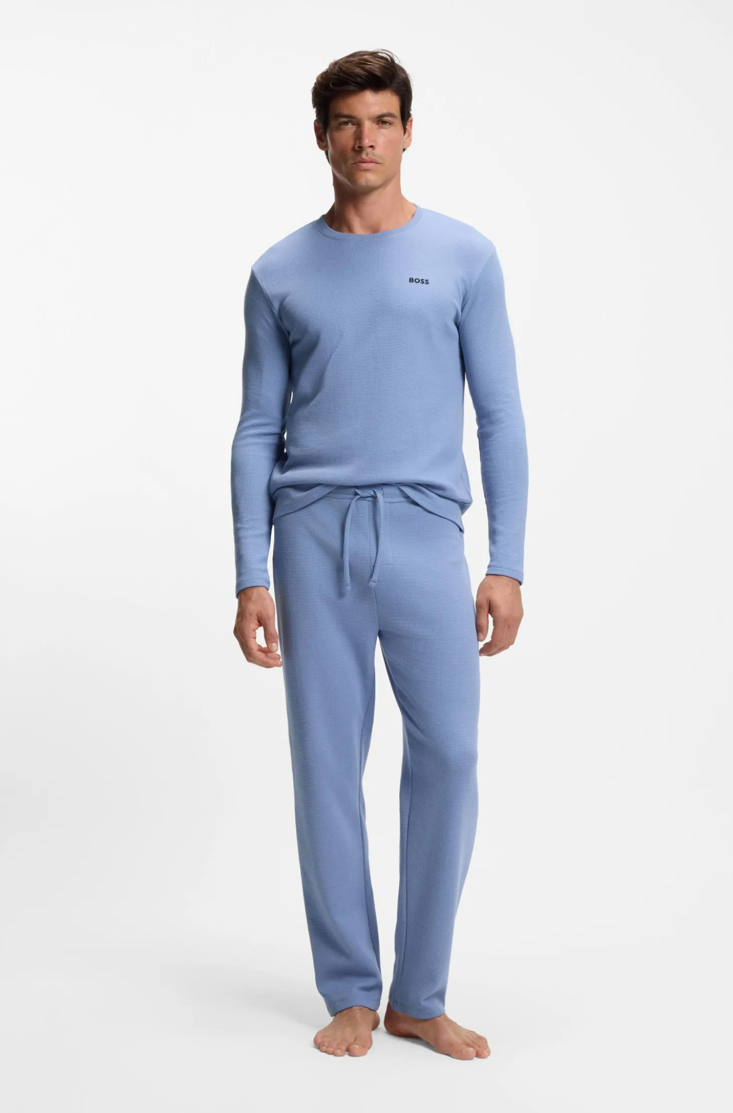Pyjama-Hose aus Baumwoll-Mix mit gesticktem Logo