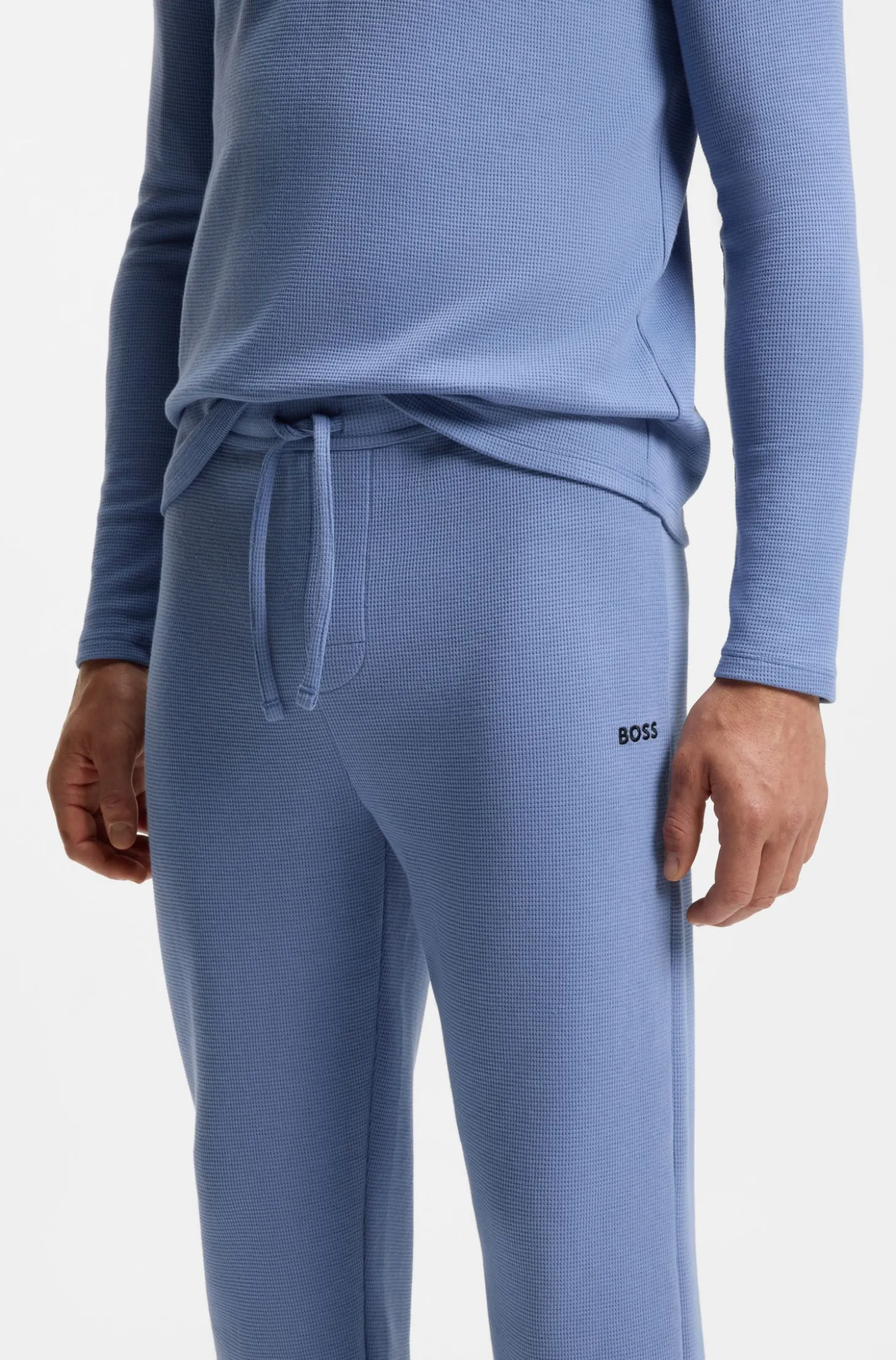 Pyjama-Hose aus Baumwoll-Mix mit gesticktem Logo