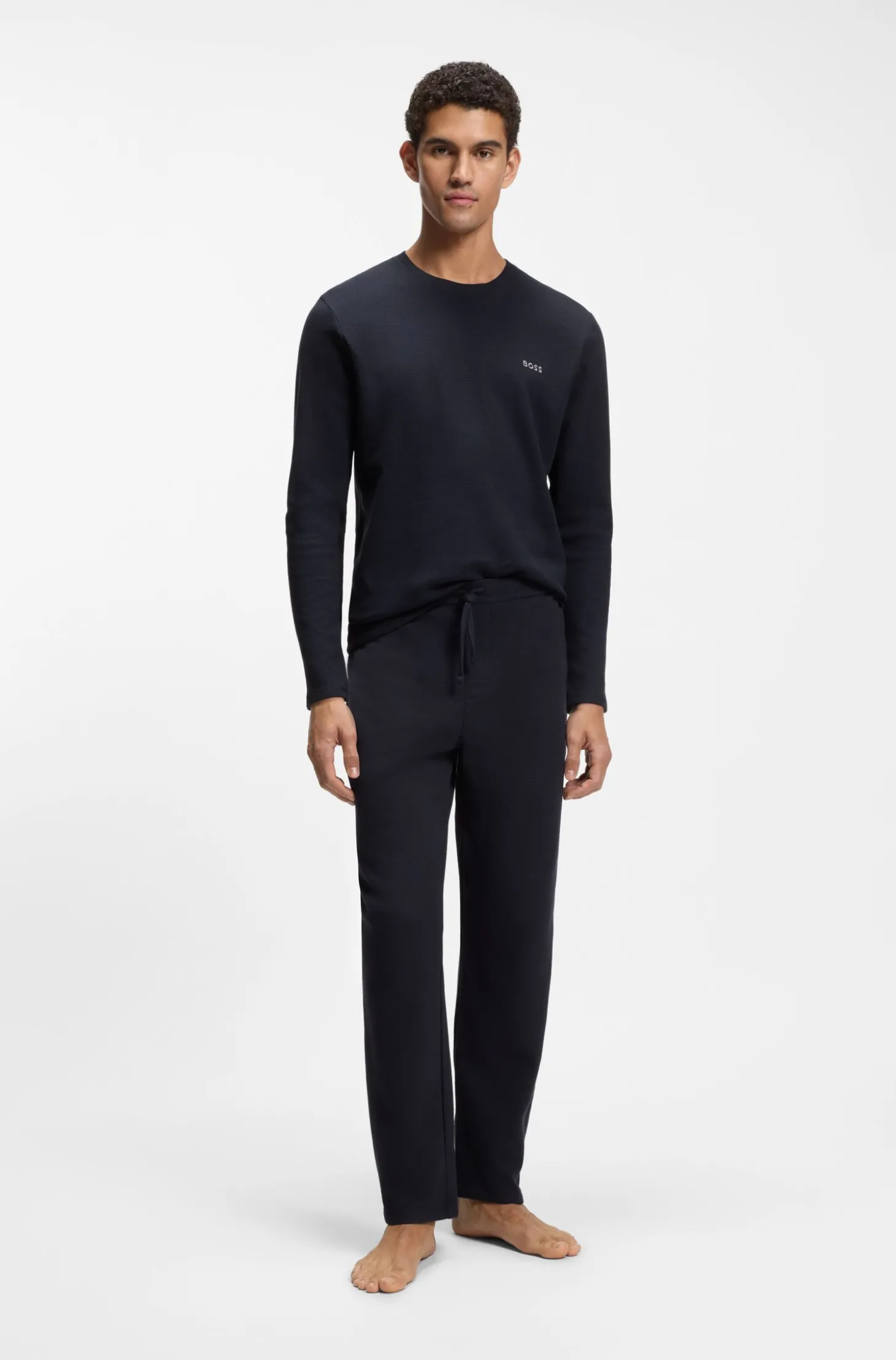 Pyjama-Hose aus Baumwoll-Mix mit gesticktem Logo