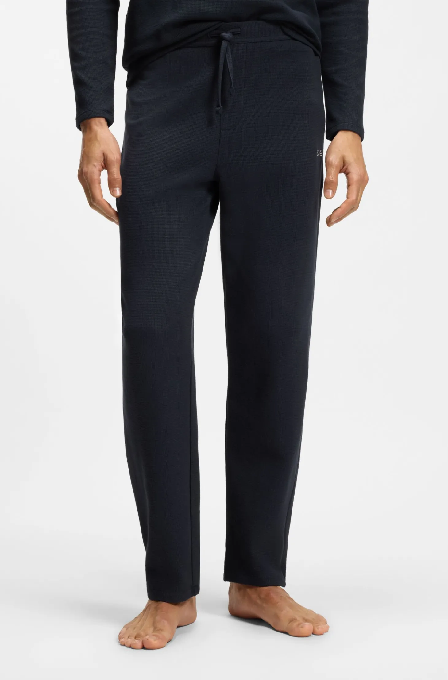 Pyjama-Hose aus Baumwoll-Mix mit gesticktem Logo
