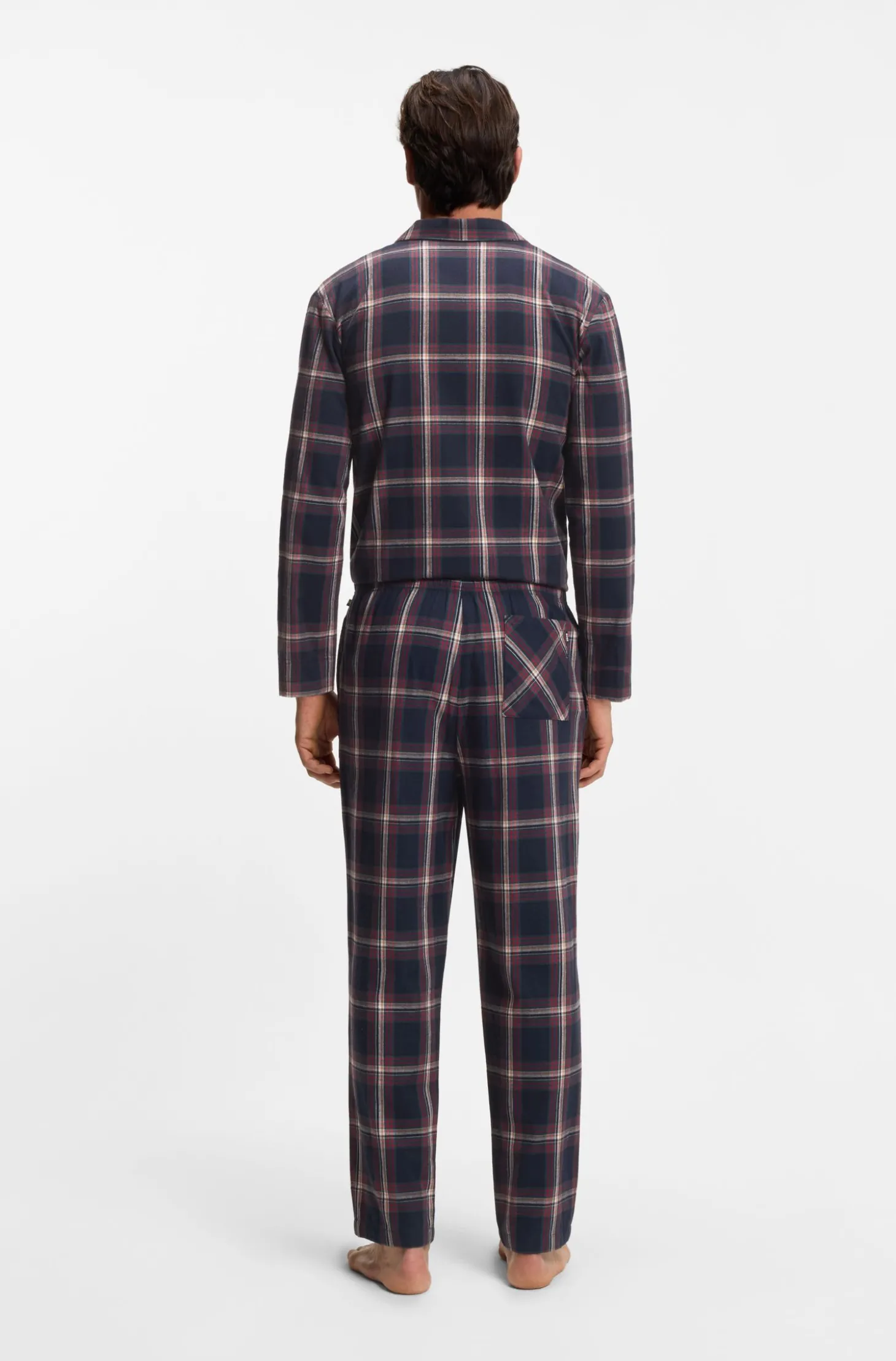 Pyjama-Hose aus Baumwoll-Mix mit tonalem Karo-Muster