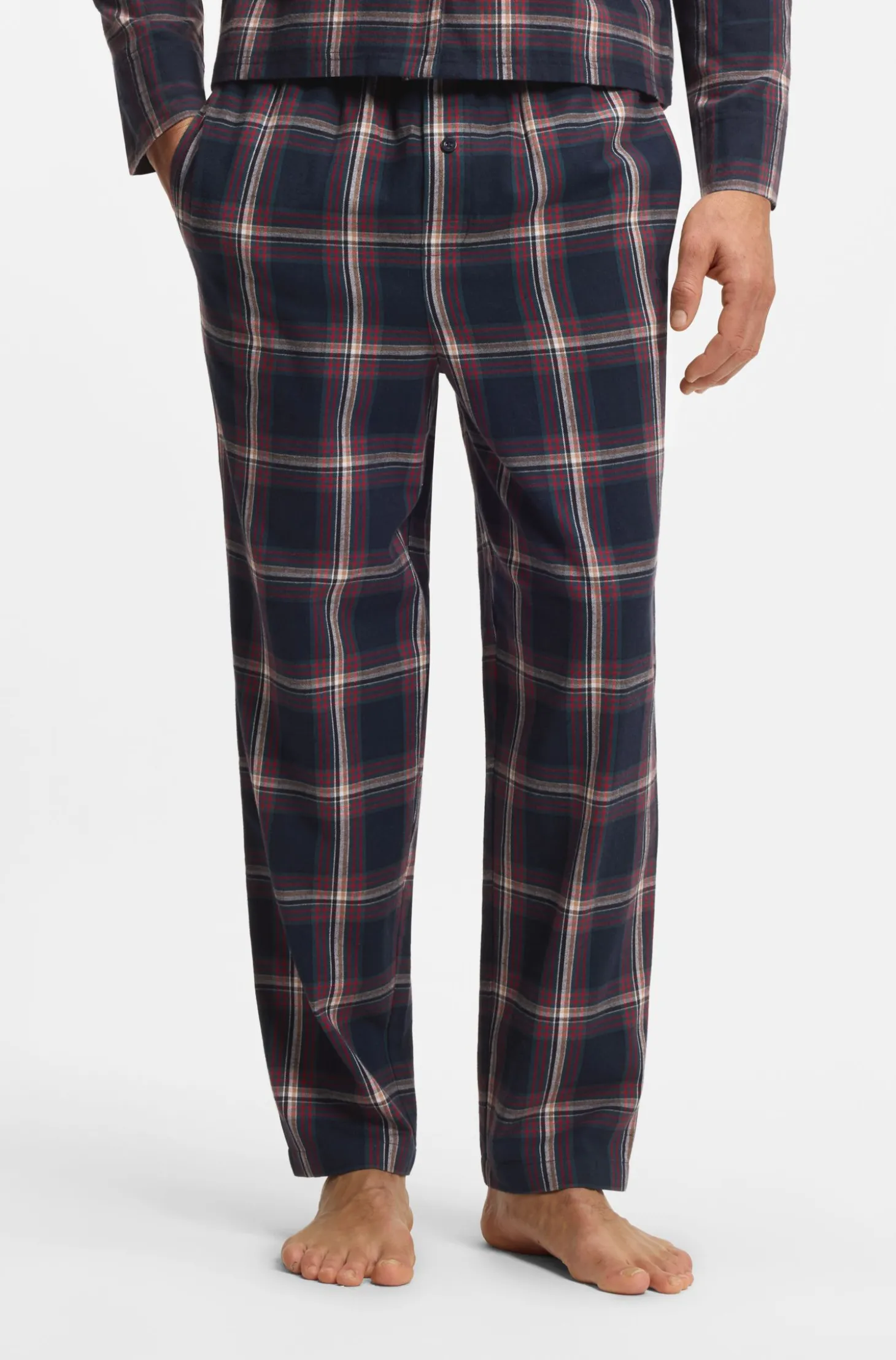 Pyjama-Hose aus Baumwoll-Mix mit tonalem Karo-Muster