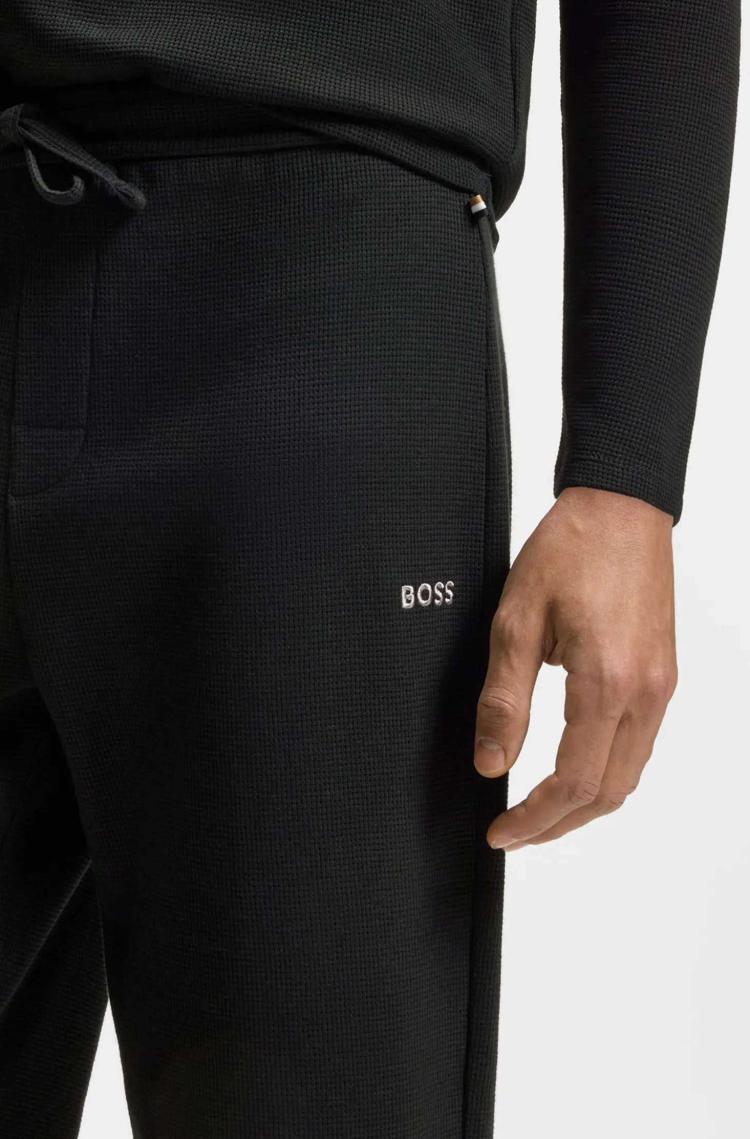 Pyjama-Hose aus Baumwoll-Mix mit gesticktem Logo