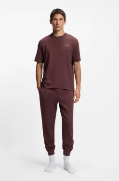 Pyjama-Hose aus Baumwoll-Mix mit Logo-Stickerei