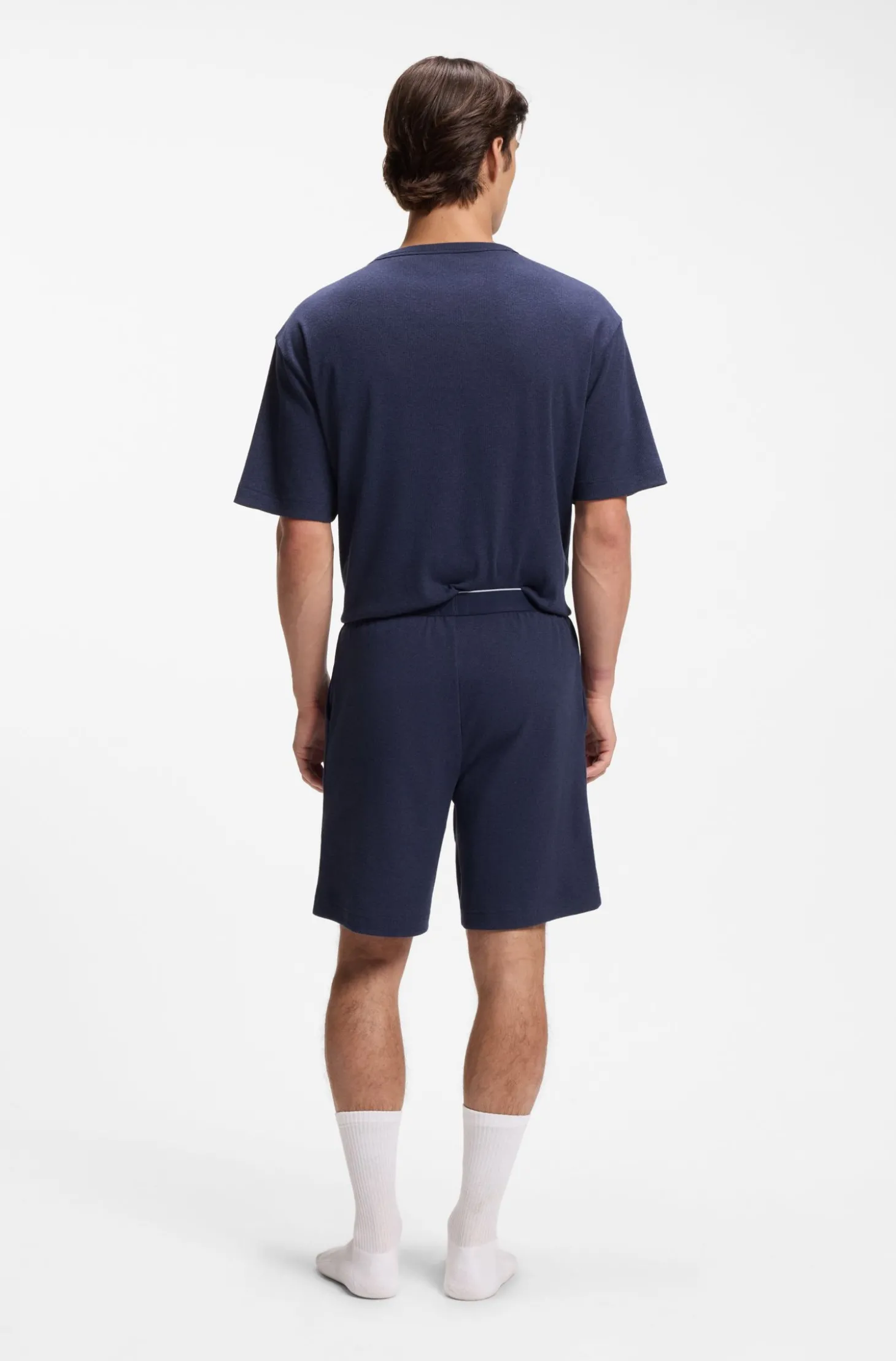 Pyjama-Hose aus geripptem Baumwoll-Mix mit Logo-Bund