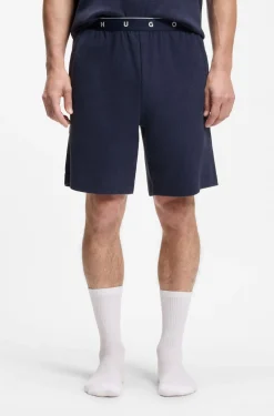 Pyjama-Hose aus geripptem Baumwoll-Mix mit Logo-Bund