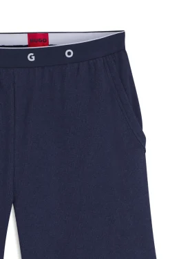 Pyjama-Hose aus geripptem Baumwoll-Mix mit Logo-Bund