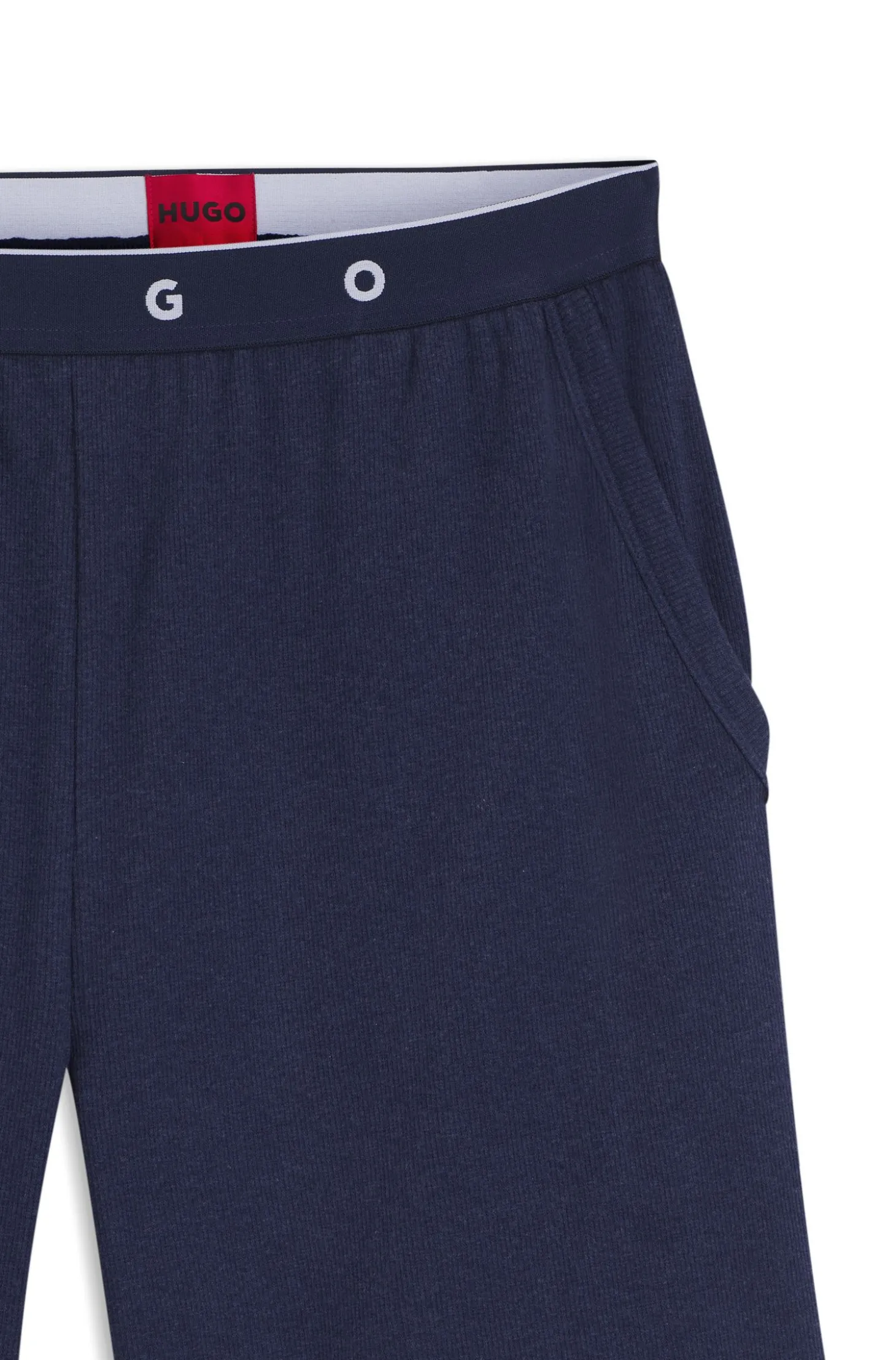 Pyjama-Hose aus geripptem Baumwoll-Mix mit Logo-Bund