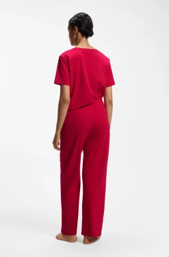 Pyjama-Hose aus Stretch-Baumwolle mit Tunnelzug und Logo-Detail
