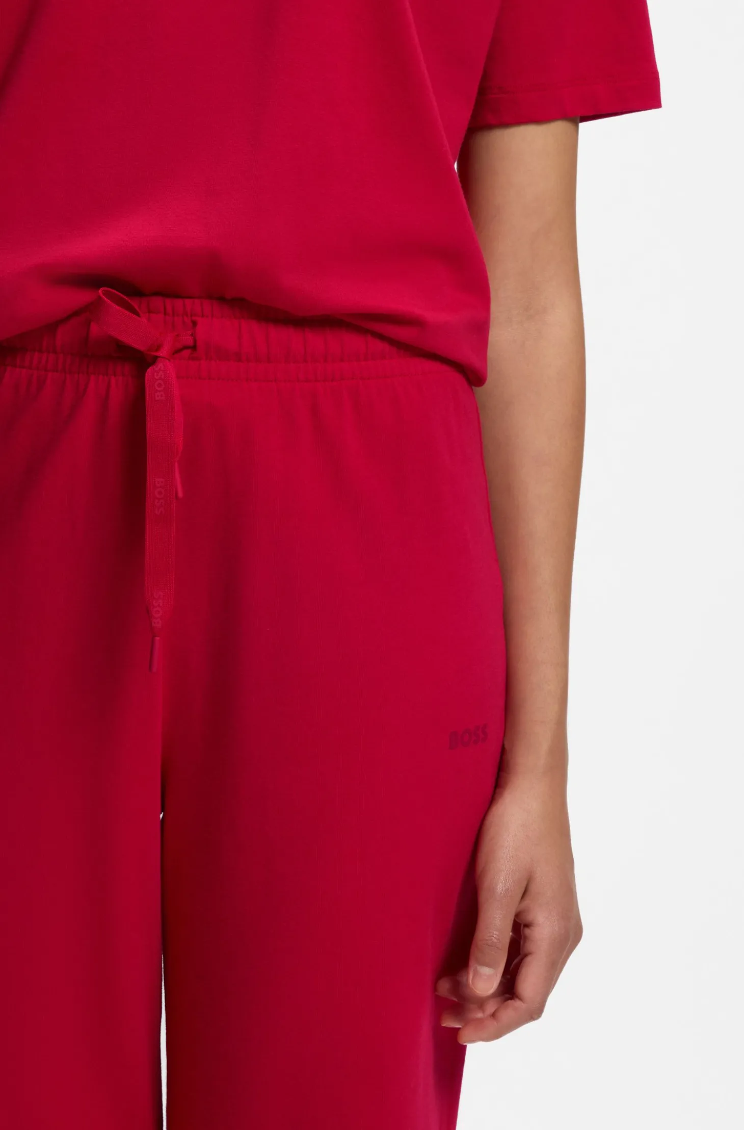 Pyjama-Hose aus Stretch-Baumwolle mit Tunnelzug und Logo-Detail