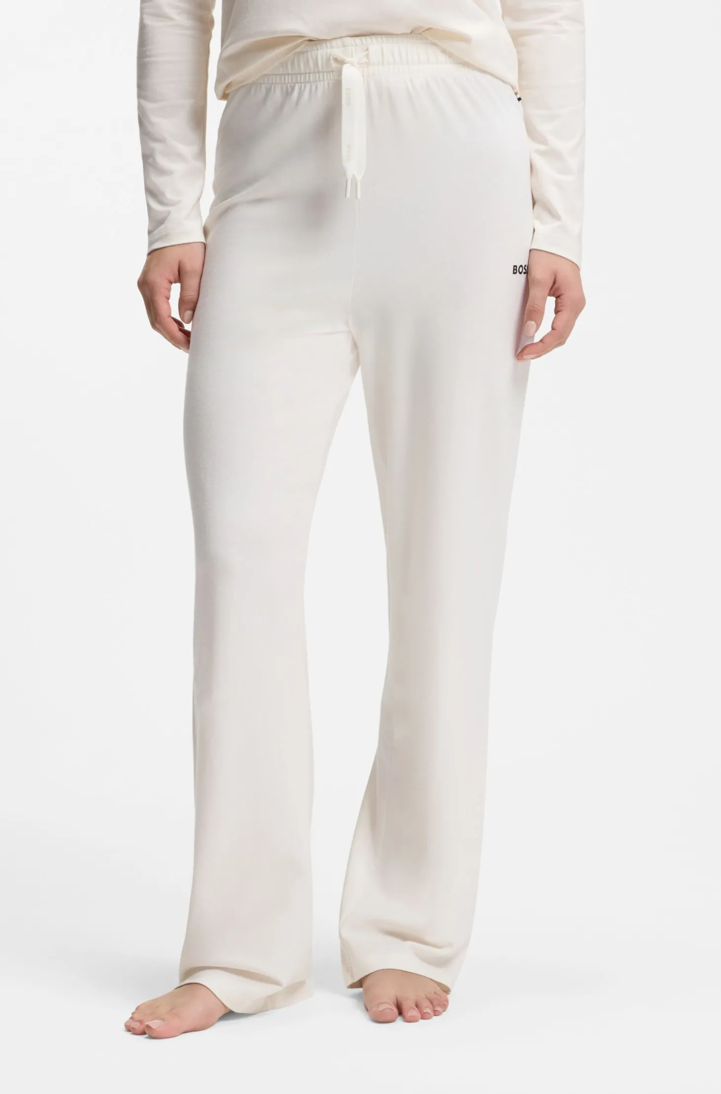 Pyjama-Hose aus Stretch-Baumwolle mit Tunnelzug und Logo-Detail
