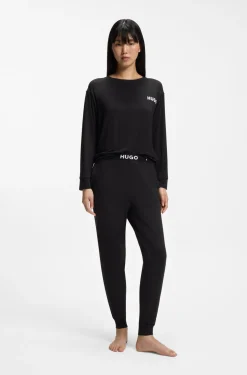 Pyjama-Hose aus Stretch-Jersey mit Logo-Bund und Beinbündchen