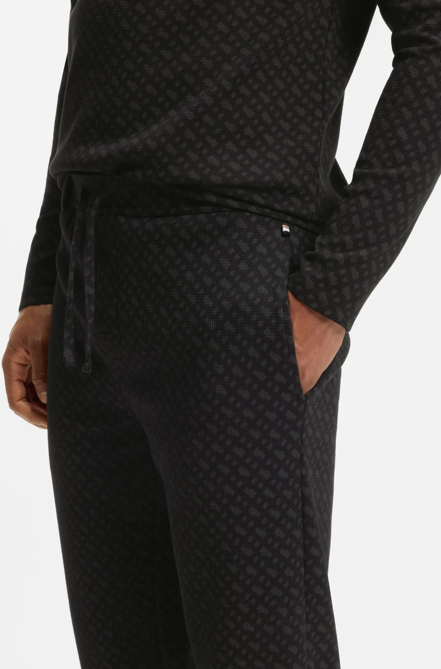Pyjama-Hose aus Waffelgewebe mit Monogramm-Print und Bündchen