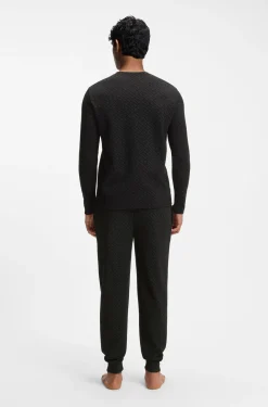 Pyjama-Hose aus Waffelgewebe mit Monogramm-Print und Bündchen
