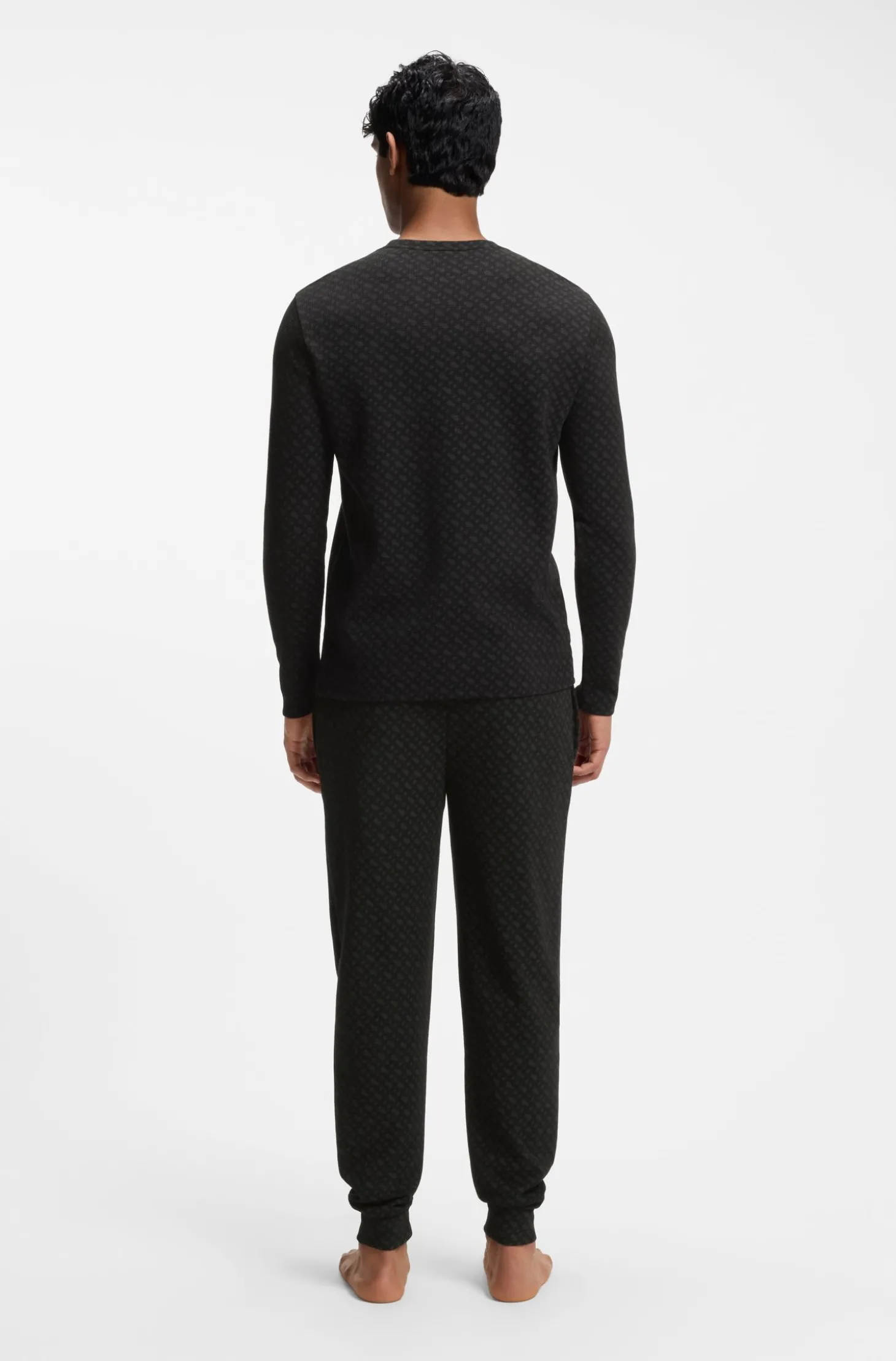 Pyjama-Hose aus Waffelgewebe mit Monogramm-Print und Bündchen