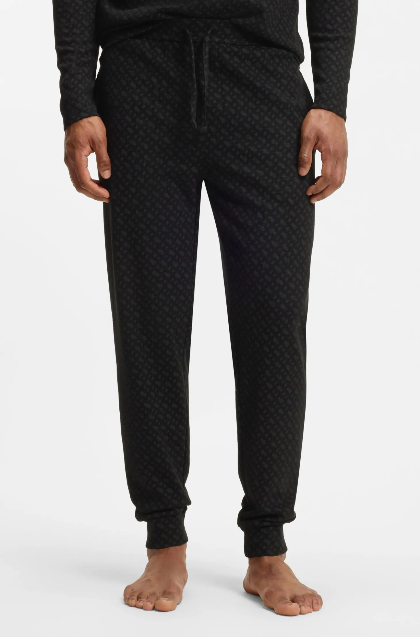 Pyjama-Hose aus Waffelgewebe mit Monogramm-Print und Bündchen