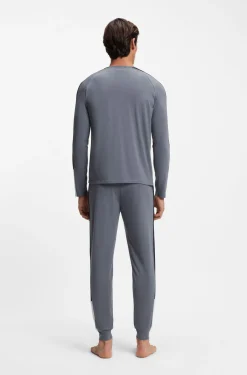 Pyjama-Set aus Baumwoll-Mix mit kontrastfarbenen Einsätzen